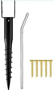 lot 4059 image: Kdgarden Premium No Dig Ground Anchor Black U-Model Screw in Post Stake 27 Long Anchor Fits Full Sized 4x4 Posts, Great for Mailbox Posts and Fence Posts