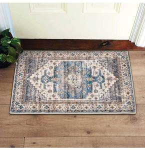 lot 4060 image: DECOMALL FINEEN Door Mat 2x3 Small Throw Rugs, Persian Medallion Carpet for Entryway Laundry Room, Beige Blue Multi, 24x36