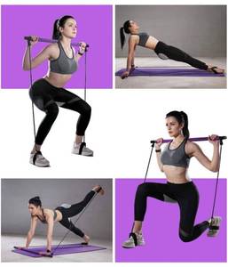 lot 4066 image: LANSKYWARE Exercise Resistance Band Yoga Pilates Bar Kit Portable Pilates Stick Muscle Toning Bar Home Gym Pilates with Foot Loop for Total Body Workout