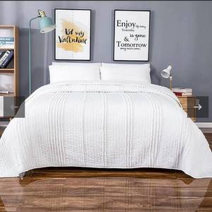 lot 4072 image: Quilt Set Full Queen Size BOSOWOS - Lightweight Winter Summer Full Queen Bedspread Microfiber Coverlet for All Season with 2 Pillow Sham, White Home Bed Cover 90 x 90, Easy Case