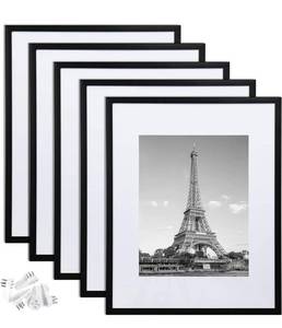 lot 4078 image: upsimples 16x20 Picture Frame Set of 5,Display Pictures 11x14 with Mat or 16x20 Without Mat,Wall Gallery Poster Frames,Black