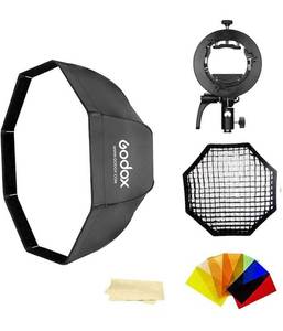 lot 4091 image: Godox SB-UE80 80cm Umbrella Octagon Softbox with S2 Speedlite Bracket Bowens Mount Holder and Honeycomb Grid for Photography Studio Strobe Flash Speedlite Speedlight (80cm)