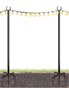 lot 4092 image: 10FT String Light Poles for Outdoor, Heavy Duty Metal Lighting Stand Pole for Garden Lawn Backyard Patio Holiday Wedding Party Decorations 2 Pack