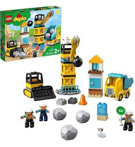 lot 4102 image: LEGO DUPLO Construction Wrecking Ball Demolition 10932 Toy for Preschool Kids Building and Imaginative Play with Construction Vehicles Great Developmental Gift for Toddlers (56 Pieces)