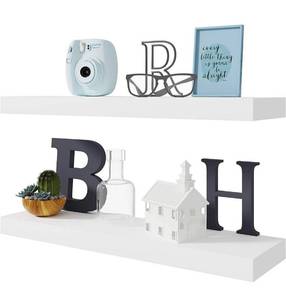 lot 4115 image: BAMEOS Floating Shelf ,Wall Shelf,Decor Wall Mounted Shelves ,Hanging Shelf Set L24xW6 for Bathroom Kitchen Living ,Kitchen,Room Bedroom Storage,White