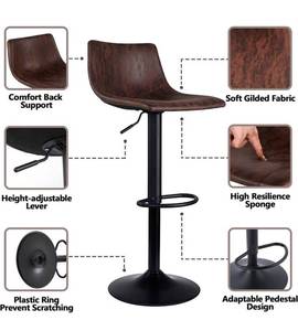 lot 4118 image: SUPERJARE Bar Stools Set of 2 - 360° Swivel Barstool Chairs with Back, Adjustable Height Bar Chairs, Modern Pub Kitchen Counter Height, Retro Brown, Fabric