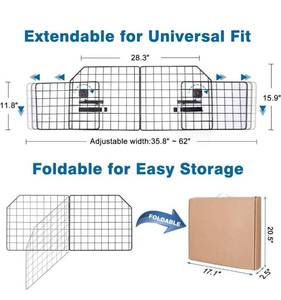 lot 4129 image: Vetoos Car SUV Dog Barrier, Vehicles Pet Divider Gate for Trunk Cargo Area - Extendable for Universal Fit, Foldable for Easy Storage, Straps & Bungee Cords for Double Stability, Rust-Proof Metal Mesh