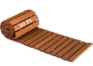 lot 4136 image: KS Kabells 10 Wooden Garden Pathway-Made in USA-Weather Resistant Hardwood-Garden Pathway Wood- Outdoor Walkway- Roll-Out Wooden Portable- Rustic Decorative Garden Boardwalk-Brown Wood