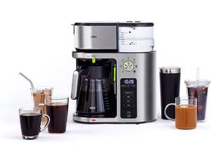 lot 4139 image: Braun MultiServe Coffee Machine 7 Programmable Brew Sizes  3 Strengths  Iced Coffee, Glass Carafe (10-Cup), Stainless Steel, KF9070S