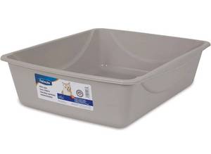 lot 4141 image: Petmate Open Cat Litter Box, Large Nonstick Litter Pan Durable Standard Litter Box, Blue Mesa & Slate Grey Great for Small & Large Cats Easy to Clean