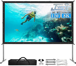 lot 31507 image: Projector Screen and Stand,JWSIT 120 inch Outdoor Movie Screen-Upgraded 3 Layers PVC 169 Outdoor Projector Screen, Portable Video Projection Screen with Carrying Bag
