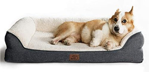 lot 31517 image: Bedsure Orthopedic Memory Foam Dog Bed for Medium Dogs - Waterproof Dog Beds Medium Washable Pet Sofa Beds with Removable Cover