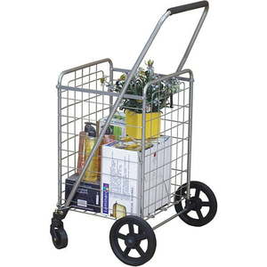 lot 31535 image: Wellmax WM99024S Grocery Utility Shopping Cart, Easily Collapsible and Portable to Save Space and Heavy Duty, Light Weight Trolley with Rolling Swivel Wheels