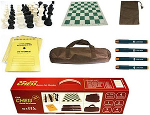 lot 31546 image: IDOPUZ� 4-Queens Staunton Professional Chess Set Combo, 3.75 King 20 Roll-up Board 50 Games Scorebooks Chess Pen Chess Bag Board Game Set Tournament