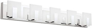 lot 47844 image: Aipsun 5 Lights Dimmable Modern LED Bathroom Vanity Light Acrylic Stainless Steel Chrome Up and Down Bathroom Wall Light Over Mirror  (White Light 6000K)
