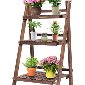 lot 47850 image: Foldable Wood Plant Stands for Indoor Plants  (3 Tiers)