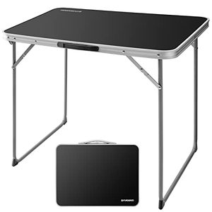 lot 49248 image: FUNDANGO Small Lightweight Portable Folding Table Foldable with Handle for Outdoor Camp Picnic Beach, Easy Setup, Black  (31.5 L x 23.6 W x 26.8 H)