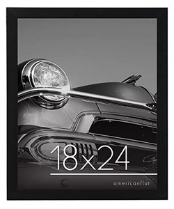 lot 49264 image: Americanflat Poster Frame, Black - Composite Wood with Polished Plexiglass - Horizontal and Vertical Formats for Wall with Included Hanging Hardware  (18 x 24)