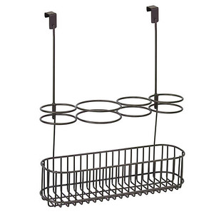 lot 49285 image: mDesign Metal Over Cabinet Door Hair Care & Styling Tool Storage Basket