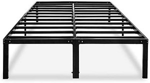 lot 49376 image: Metal Platform Bed Frame Queen Size Heavy Duty 14 Inch Beds No Box Spring Steel Slat Frames with Storage, Black