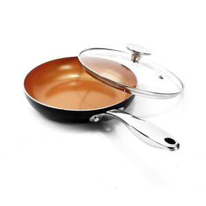 lot 49393 image: MICHELANGELO 8 inch Fry Pan with Lid Ceramic Titanium Ultra Nonstick Coating, Copper Fry Pan with Lid, 8 Inch Nonstick Frying Pan, Small Fry Pan, Induction Compatible