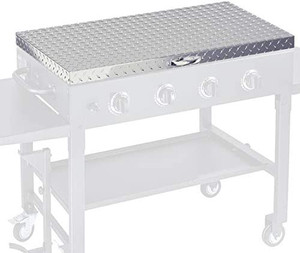 lot 49396 image: Griddle Cover 36 Works for Blackstone Griddle Cover 36 inch Waterproof Diamond Plated Lightweight Aluminum Hard Top Lid with Stainless Steel Handle for Outdoor BBQ Hood Black Stone Grill Accessories   (Appears to be New)   (Retails $123.99)