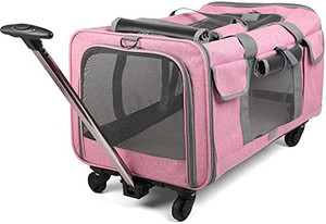 lot 49399 image: Dog Carrier with Detachable Wheels, Pet Carrier Airline Approved, Travel Dog Crate, pet Stroller for Dogs 35lbs, 2 Cats, Kittens, Puppies, Collapsible and Breathable   (Appears New)   (Retails $69.99)
