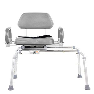 lot 49995 image: Carousel Sliding Transfer Bench with Swivel Seat with Premium Padding and Pivoting Arms, Space Saving Design for Tubs and Shower
