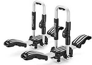 lot 50002 image: BougeRV Bundle Cross Bar Roof Rack (1) for 2019 2020 2021 Toyota RAV4 and Bilateral J-Cradle Kayak Carrier Rack Universal Fitment (1)   (Only one of the pack)