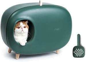 lot 50007 image: MS Cat Litter Box for Easier Handling of Cat Litter, Enclosed Design, Easy to Clean, Prevent Sand Leakage, Easy Assembly and Large Space, with Cat Litter Scoop