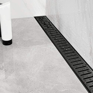 lot 50013 image: Neodrain Professional 36-Inch Linear Shower Drain Manufacturer with Removable Capsule Pattern Grate, Brushed 304 Stainless Steel Rectangle Shower Floor Drain with Adjustable Leveling Feet, Hair Strainer