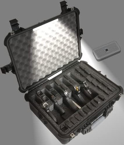 lot 50016 image: Case Club 5 Pistol & (up to) 30 Magazine Case with Accessory Pocket. Pre-Cut, Heavy Duty, Waterproof, with Silica Gel for Gun Rust Prevention (Upgraded Gen-2)