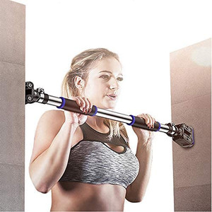 lot 50019 image: FEIERDUN Doorway Pull Up and Chin Up Bar Upper Body Workout Bar with No Screws & Safe Locking Mechanism for Home Gym Exercise Fitness Max Load 440 LBS, Blue  (28.3 x 36.2)
