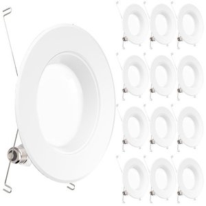 lot 50023 image: Sunco Lighting 12 Pack 56 Inch LED Recessed Downlight, Baffle Trim, Dimmable, 13W75W, 4000K Cool White, 965 LM, Damp Rated, Simple Retrofit Installation - UL  Energy Star