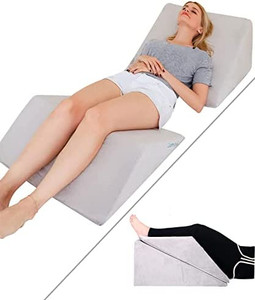 lot 50039 image: Lisenwood Foam Bed Wedge Pillow Set - Reading Pillow & Back Support Wedge Pillow for Sleeping - 2 Separated Sit Up Pillows for Bed - Angled Bed Pillow, Triangle Pillow for Back and Legs Support, Gray  (Only one of the pillows in the box)