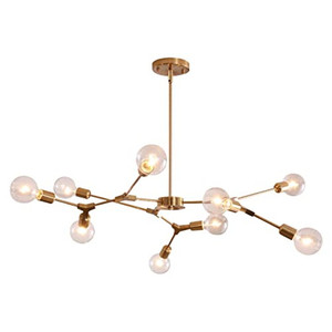 lot 50046 image: KCO Lighting Modern Sputnik Chandelier Brushed Brass Hanging Lamp Industrial Flush Mount Ceiling Light Fixture Adjustable Hanging Lamp for Living Room, Gold   (Retails $145.99)   Possibly missing parts  (SOLD AS IS)