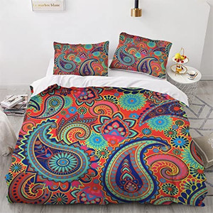 lot 50062 image: Paisley Duvet Cover Full Size - Summer Bedding 3-Piece Set - Soft Washed Brushed Microfiber Patterned Comforter Cover 80 x 90 inches & 2 pillow cases   (May not be exact stock photo)