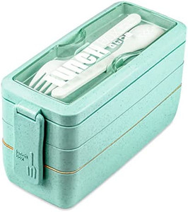 lot 50075 image: Bento Box Lunch Box, Iteryn 3-In-1 Compartment Containers - Wheat Straw, Leakproof Eco-Friendly Stackable Bento Lunch Box Meal Prep    (Not exact stock photo)  (Factory Sealed)