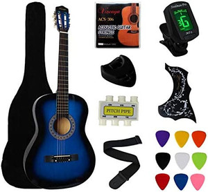 lot 50089 image: YMC Beginner Acoustic Guitar Starter Package Student Guitar with Gig Bag, Strap, 3 Thickness 9 Picks, 2 Pickguards, Pick Holder, Extra Strings, Electronic Tuner, Blue  (38)