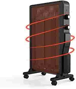 lot 50096 image: TURBRO Arcade HR1500 Electric Mica Space Heater 1500W, Room and Office Heating with Thermostat and Safety Protection, 2 Heat Settings, Quiet, 120V, Black