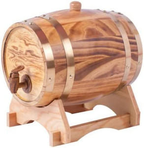 lot 50100 image: Oak Aging Barrels Whiskey Barrel Dispenser Home Wine Bucket Whiskey Barrel for Wine, Spirits, Beer, and Liquor Light, Yellow (with baked oak chips)  (1.5L)