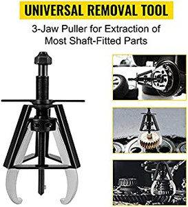 lot 50102 image: 3 Gear Jaw Puller, 20 Ton44080 LBS Capacity Manual Puller, 19 - 24.5 Spread Reach and 4.9 - 12 Spread Range, 20 Lead Screw Length Gear Removal Tools For Slide Gears, Pulleys, and Flywheels