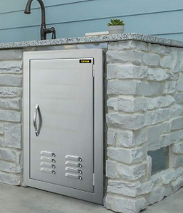 lot 50106 image: BBQ Access Door Vertical Island Door with Vents Stainless Steel Single Access Door for BBQ Island  (17 x 24)