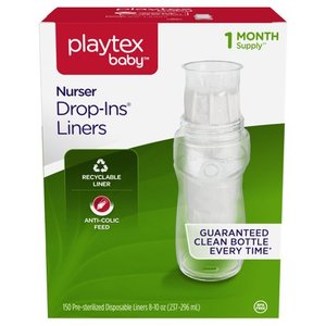 lot 50314 image: Playtex Baby Drop-ins Liners for Nurser Bottles  (8 oz)   (150ct)