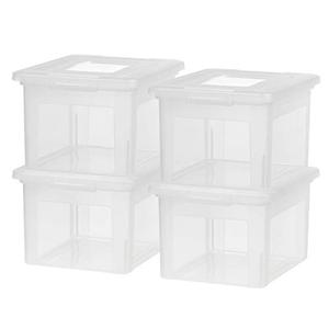 lot 50317 image: IRIS USA Letter & Legal Size Plastic Storage Bin Tote Organizing File Box with Durable and Secure Latching Lid, Stackable and Nestable, Clear  (4 Pack)