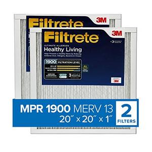 lot 50318 image: Filtrete AC Furnace Air Filter, MPR 1900, Healthy Living Ultimate Allergen  (2 Pack) (20 x 20 x 1)