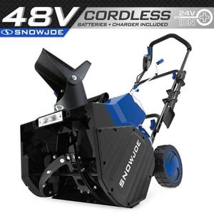 lot 50333 image: Snow Joe 48-Volt Cordless Electric Snow Blower Kit with 2 x 5.0 Ah Batteries Plus Charger  (18in)
