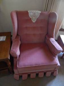 lot 2745 image: Groovy Pink Wingback Chair