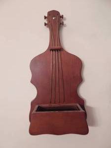 lot 2854 image: Wood Wall Mounted Fiddle Container