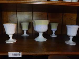 lot 2743 image: Milk Glass Goblet Set (5)